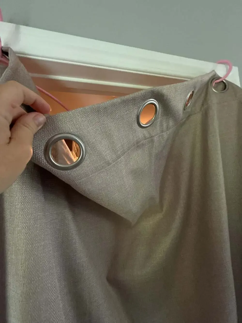 Set of Solid Textured Grommet Top Curtain Panel 52 in. x 84 in. Beige